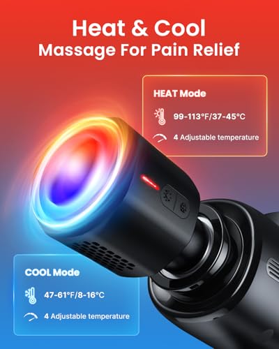 RENPHO Active Thermacool Deluxe Massage Gun with Charging Stand, Heat, Cold - color: Eclipse Black