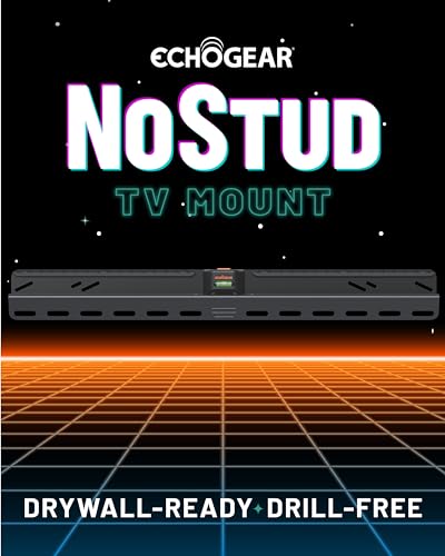ECHOGEAR No Stud TV Mount for Drywall - Slim No Drill Design Holds TVs Up to 100lbs with Nails - Easy Studless Install with No Drill Needed