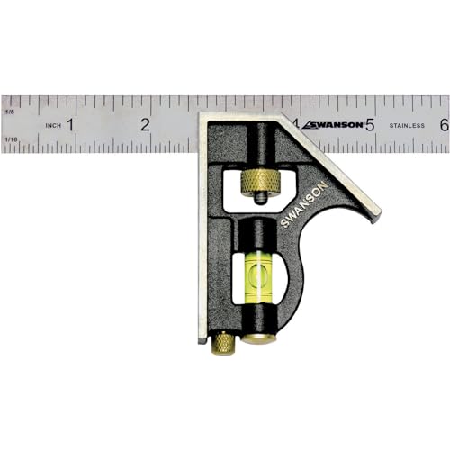 Swanson 6-Inch Combo Square with Stainless Steel Rule, Zinc Body, TC130 - size: 6 Inch, style: 6 Inch