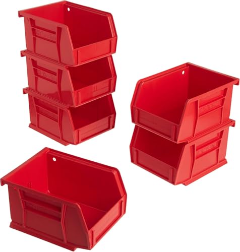 Akro-Mils 30210 AkroBins Plastic Storage Bins, 5"x4"x3", Red, 6-Pack - color: Red, size: 6 Pack
