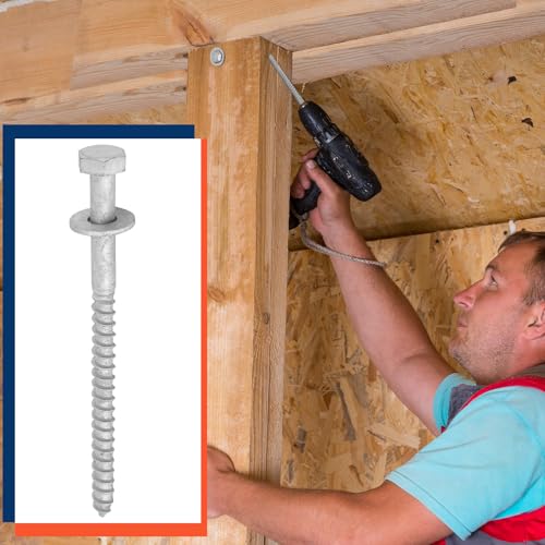 Tandefio 60 Pack 3/8'' X 5'' Lag Screw Bolts with Washer Galvanized - size: 3/8'' X 5''