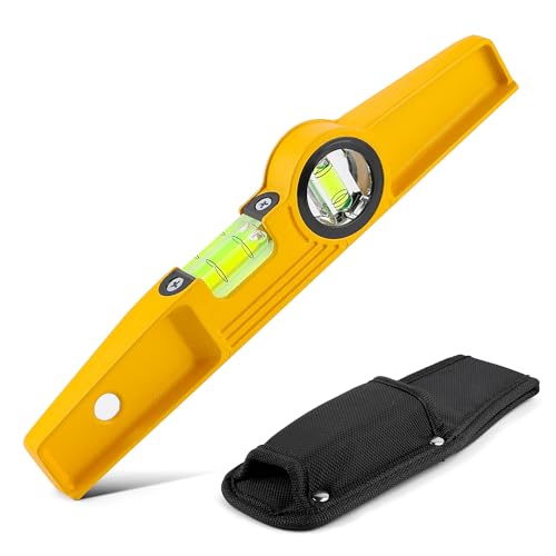 10 Inch Aluminum Die-Cast Magnetic Torpedo Level, Magnetic Professional Scaffolding Spirit Level, Torpedo Level with Rare Earth Magnet 250MM and Holster
