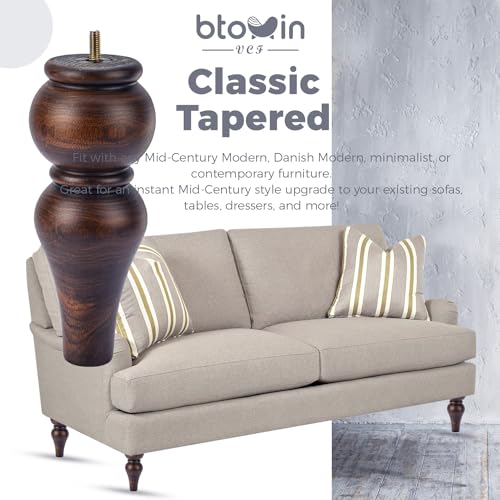 8 inch Solid Wood Turned Furniture Legs 4Pcs with M8 Bolts, Glaze - color: Glaze, size: 8" (20cm)