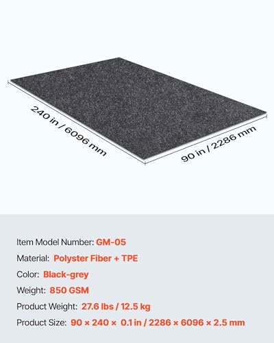 VEVOR Garage Floor Mat, 7.5'x20' Oil Spill Mat Waterproof Protection from Water Snow Rain Mud and Oil for Under Car, Non-Slip Containment Mat with TPE Anti-Leak Backing & Easy Clean & Cuttable - size: 7.5' x 20'