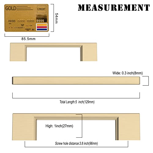 Amerdeco 10 Pack Brushed Brass Cabinet Pulls 3-3/4 Inch(96MM) Hole Centers Kitchen Cabinet Handles Cabinet Hardware Kitchen Handles for Cabinets Cupboard Handles Drawer Pulls ZH0006-2008… - color: Brushed Brass, size: 3.75" hole center