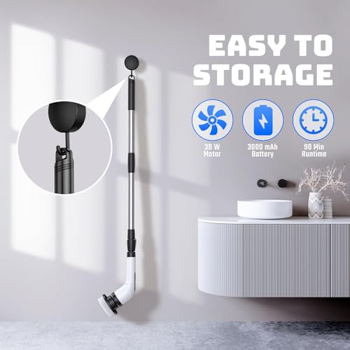 Electric Spin Scrubber for Bathroom: Shower Scrubber with Long Handle
