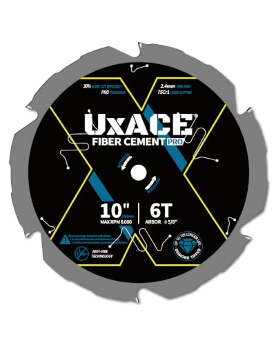 10-Inch 6-Tooth Circular Saw Blade with 5/8-Inch Arbor, Hardie Blade for Fiber Cement Cutting & Laminate Flooring, Polycrystalline Diamond Tipped(PCD) Saw Blade, Thin Kerf Design - size: 10", 5/8‘’ Arbor, 6T