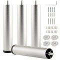 Adjustable Furniture Legs 8 Inch Silver Bed Support Legs Cylinder M8 Screw in Bathroom Cabinet Legs Risers Replacement Couch Metal Leg End Table Feet - color: Silvery, size: 8 inch(4pcs)