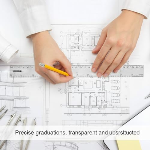 EBOOT 2 Pcs Plastic Ruler Straight Ruler Plastic Measuring Tool for Student - color: White, size: 12 Inch