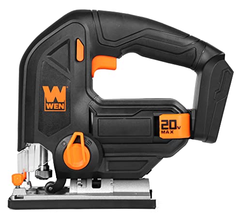 WEN Cordless Jigsaw, Variable Speed with 20V Max 2.0 Ah Lithium Ion Battery and Charger (20661) - size: Handheld, style: Brushed Variable Speed