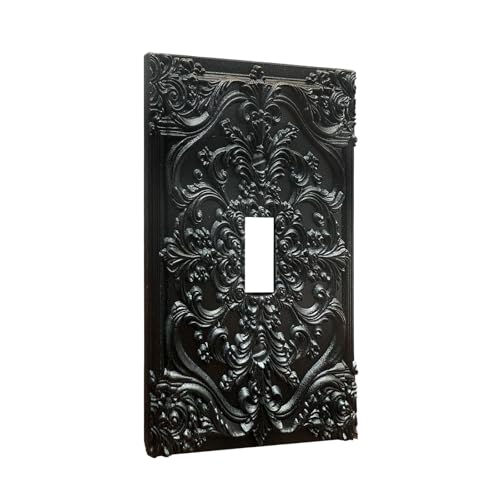 Decorative Light Switch Plate Covers Black Flower Elegant 3D Floral Embossed 1 Gang Light Switch Cover Plate Single Toggle Wall Plate Outlet Covers Faceplate for Bedroom Home Decor - color: Black, size: 1-Gang Toggle/ 5 x 3 IN