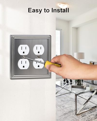 2-Pack Double Duplex Outlet Cover, Heirloom Silver - color: Heirloom Silver, size: Double Duplex 2PK