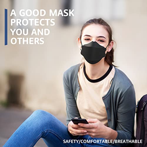 LEVENIS KN95 Face Masks 100 Pack, Breathable Comfortable and Disposable KN95 Mask, Black - color: 100 Pcs Adult-black