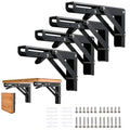 Folding Shelf Brackets - 8 inch 4Pcs Heavy Duty Metal Collapsible Shelf Bracket, DIY Wall Mounted Foldable Shelf Bracket, Space Saving for Bench Table - size: 8 Inch- 4 Packs