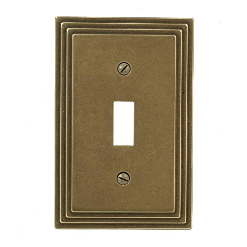 Amerelle Steps Single Toggle Cast Metal Wallplate in Rustic Brass - color: Rustic Brass, size: 1 Toggle