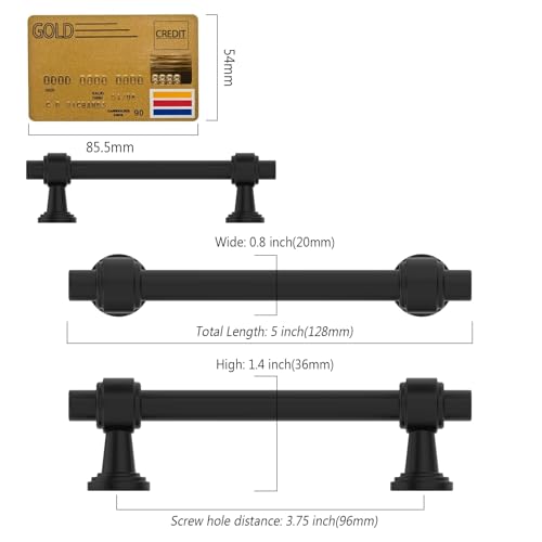 Amerdeco 10 Pack Matte Black Cabinet Pulls 3.75 Inch(96mm) Hole Center Drawer Pulls Cabinet Hardware Kitchen Cabinet Handles for Bathroom Dresser Pulls ZH0069 - color: Matte Black, size: 3.75" Hole Center