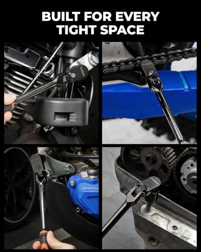 toolant 3/8" Drive Flex Head Ratchet Wrenches with Blue Rubber Handle, 90 Tooth Compact Flex Head Socket Ratchet Wrench, 12 Inch Length - size: 3/8"-12inch(Blue Handle), style: Flex-head Ratchet