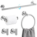 TQKAG Bathroom Towel Bar Holder Sets Brushed Nickel 23.6 Inch Round Stainless Steel Towel Bar Set 5 Piece Bathroom Accessory Set Wall Mounted - color: Brushed Nickel, size: 5-Pieces Set