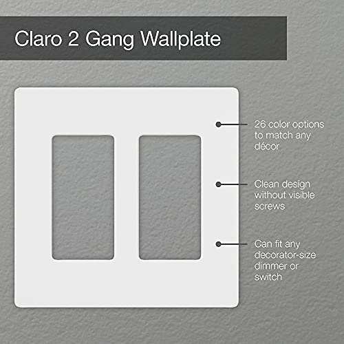 Lutron Claro Light Switch Cover Plate, 2 Gang Wallplate, Gloss - color: White, size: 1 Pack