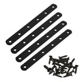 4 Pack Flat Straight Brackets, 196mm/7.7" Black Mending Plates - color: Black, size: 196mm/7.7"
