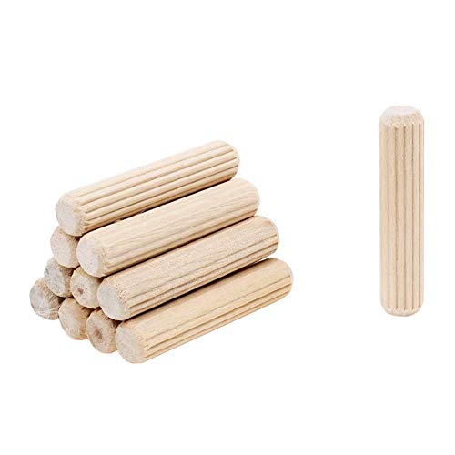 100 Pack 3/8" Wood Dowel Pins Grooved Hardwood Dowels for Furniture Joinery