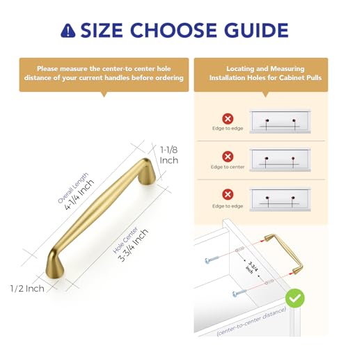 Ravinte Brushed Gold Cabinet Handles Solid Handles,3-3/4 Inch,10 Pack - color: Brushed Gold, size: 3-3/4 Inches Hole Center