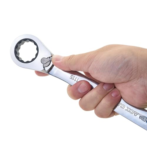 BLACK CANYON 1 Inch Ratchet Combination Wrench, 12-Point Box End & Hex Opening, Polished Steel Ratcheting Wrench with SAE & Metric Sizes - size: 1 Inch, style: Inch