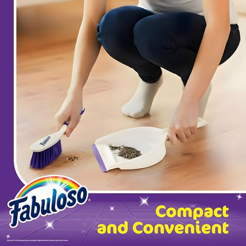 Fabuloso Brush and Dustpan Set, White and Purple - size: Brush & Dustpan