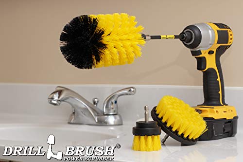 Bathroom Cleaning Brush Set - Cleaning Tools for Drill - Shower Scrubber - color: All Purpose Medium-yellow