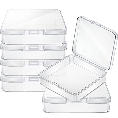Jetec 6 Pieces Small Clear Plastic Storage Box, 3.3 x 3.3 x 1.1 Inch - size: 3.3 x 3.3 x 1.1 Inch