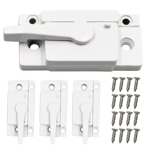 4 Pack Sliding Window Sash Locks Cam Action Window Locks Window Latches Replacement for Vertical and Horizontal Sliding Windows (White)