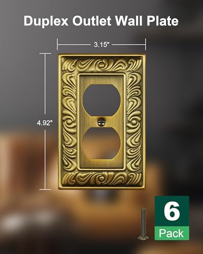 6-Pack Paisley Pattern Duplex Outlet Cover Plate,Metal Switch Plates - style: 1 Duplex 6PK