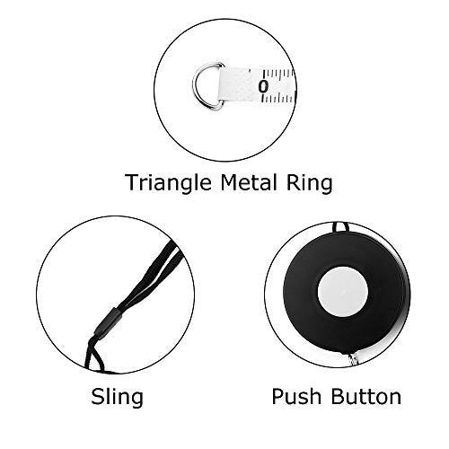 80'' 205cm Black Retractable Tape Measure with Black Rope - color: Black, size: 2.1 m
