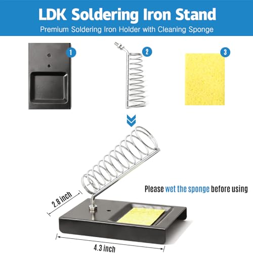 LDK 60W Soldering Iron Kit, Adjustable Temperature Electric Soldering Gun Welding Tools with ON/OFF Switch, Solder Wire, Flux Paste, Soldering Iron Stand, Sponge, 5pcs Tips [110V US Plug] - color: 11-in-1