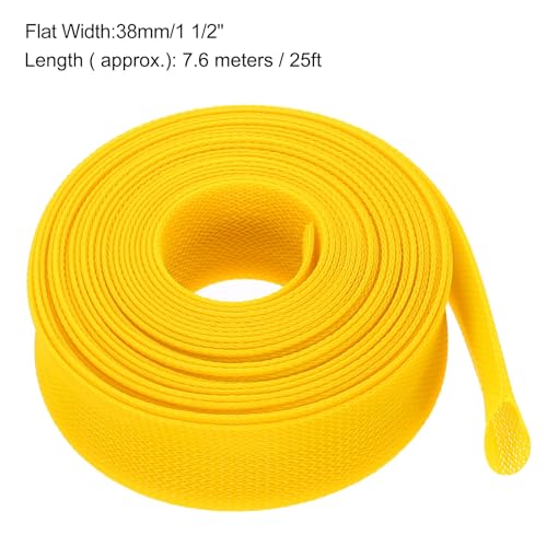 uxcell Expandable Sleeving, 1 1/2-inch 25ft Cable Sleeve, Yellow - color: Yellow, size: 1 1/2-inch x 25ft