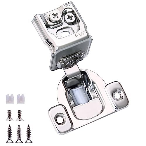 50 Pack 25 Pair 1-1/2 inch Overlay Self Slow Closing Door Hinges - Face Frame Cabinet Concealed Hinges with Built-in Damper, 3 Way Adjustability - color: 50PACK, size: 1-1/2 in. Overlay