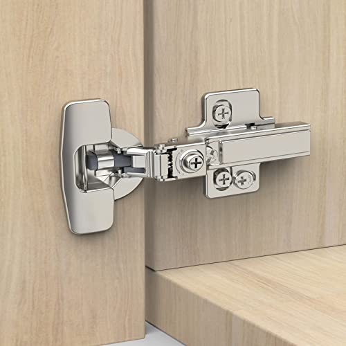Chibery 10 Pack Frameless Half Overlay Soft Close Concealed European Hinges, Self Closing Satin Nickel, 105 ° Open Angle 4D Adjustment, Speed Control, Clip On, Stainless Steel for Cabinet Door - size: Half Overlay