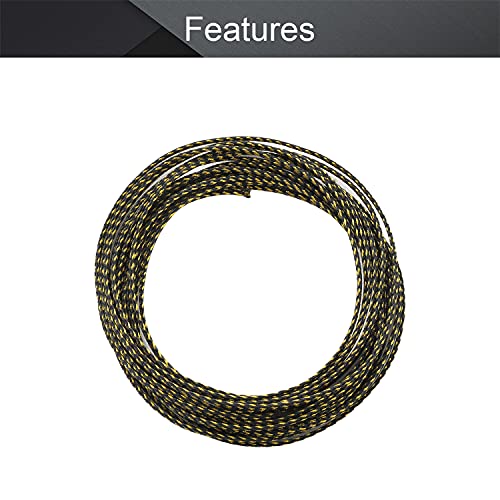 Othmro 5m/16.4ft PET Expandable Braid Cable Sleeving Flexible Wire Mesh Sleeve Black Gold,for Power Cord Audio Video Cables Protecting from Pets Chewing - color: Black Gold, size: 3mmx5m