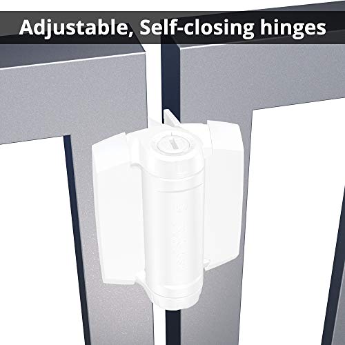 D&D TCHD1AL2S3WTS TruClose Heavy Duty Gate Hinge Square Metal Gates, 2 pcs - color: White, size: Fixed gate gap is 8/10” – gap = gate frame to post