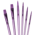 Acrylic Paint Brush Set, 6 pcs Watercolor Brushes, Painting Brush Nylon Hair Brushes for All Purpose Oil Watercolor Painting Beginner Kits (6, Purple) - color: Purple