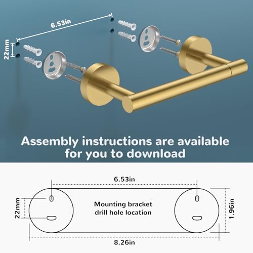 FORIOUS Toilet Paper Holder and Towel Ring Set, Bathroom Accessories Set - color: Brushed Gold