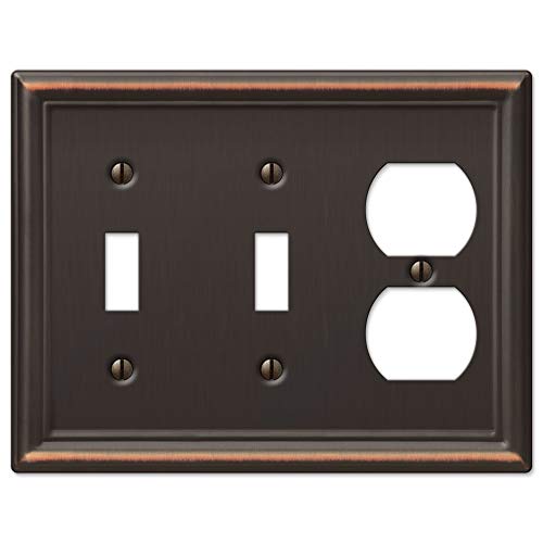 Amerelle 149TTDDB Chelsea Wallplate, 2 Toggle / 1 Duplex, Steel, Aged Bronze, 1-Pack - color: Aged Bronze, size: 2 Toggle / 1 Duplex