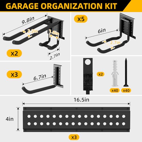 GRENPRO 66 Inch Garage Tool Organizer with 10 Assorted Hooks, Holds 720 LBS - size: 66 inch