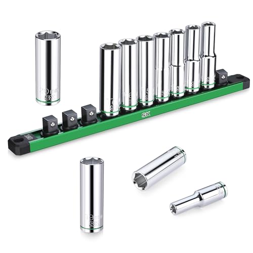 SK 1/2" Drive Socket Set, Deep Metric Sockets, 11-Piece 10-20mm - size: Deep, style: Metric