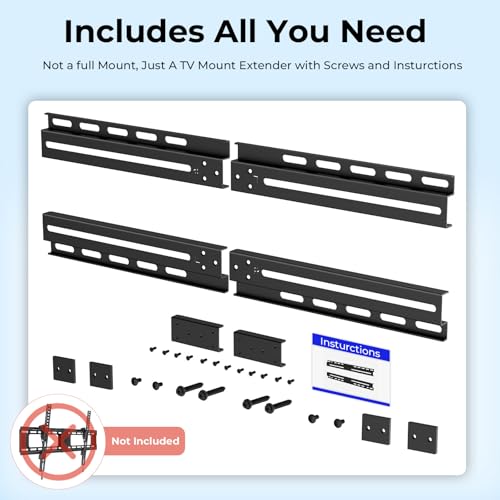 TV Wall Mount Extension Bracket for TV Wall Plate, Fits 16–24 Inch Wood Studs, Supports up to 154 lbs, Stud Spacing Adapter, TV Mount Extender wr Hardware Included