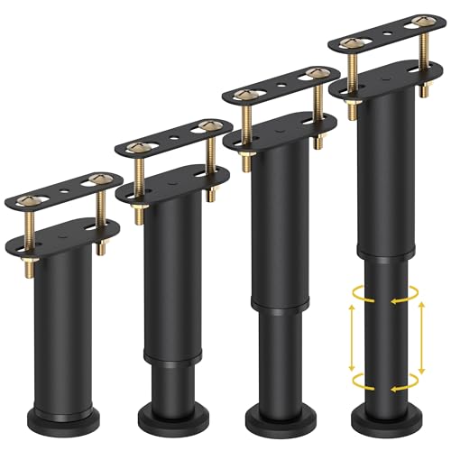 Wlrrcwdttc 4 Pcs Adjustable Height Bed Support Legs 7.08-13 inch, Bed Frame Center Support Legs for Bed Frame/Bed Center Slat/Furniture, Heavy Duty Metal Bed Replacement Legs Bed Slats Support Legs