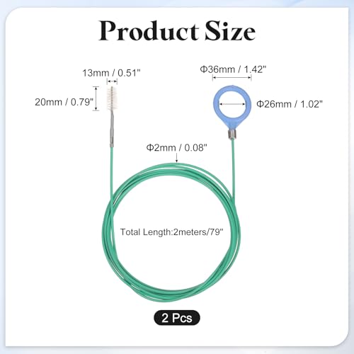 HARFINGTON 2 Pcs Tube Cleaning Brush 79" Long Nylon Bristles Flexible Tube Cleaner Tool with Handle Automotive Drain Pipe Dredging Tool for Narrow Tubes Cleaning Refrigerator Drain, Green