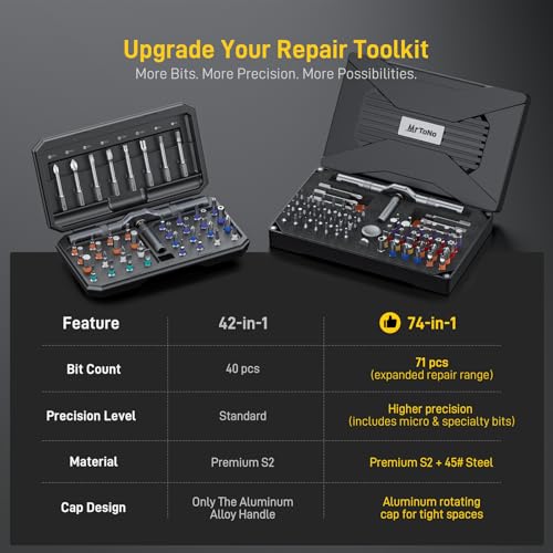 74 in 1 Magnetic Ratchet Screwdriver Set with Detachable T Handle - color: Black, size: 74 PCS