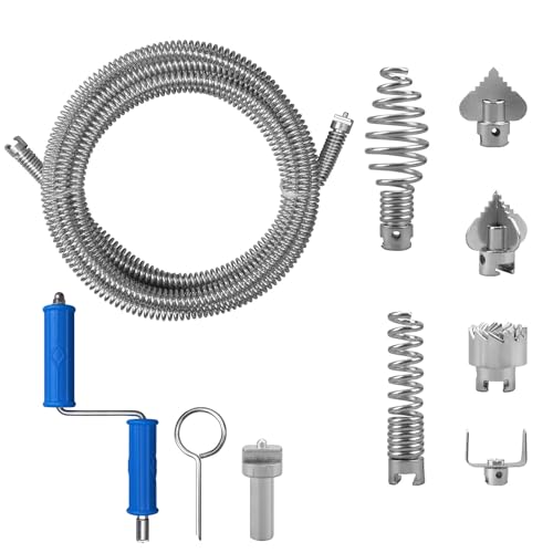 Drain Snake, Drain Auger with Drill Attachment, 16.4 Feet By 5MM Plumbing Snake Auto Feed Flexible Hair Drain Clog Remover for Kitchen, Bathrom and Shower Sink with Gloves - style: 12MM*16.4 Feet