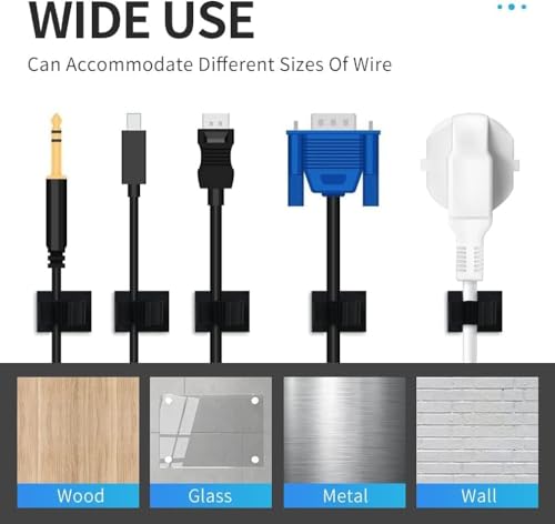 Viaky 30 Pcs Black Clips Self Adhesive Backed Nylon Wire Adjustable Cable Clips Adhesive Cable Management Drop Wire Holder - color: 30black, size: for 0-0.4''(10mm) cable